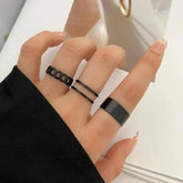 Black Platted Unique Rings Set of 3
